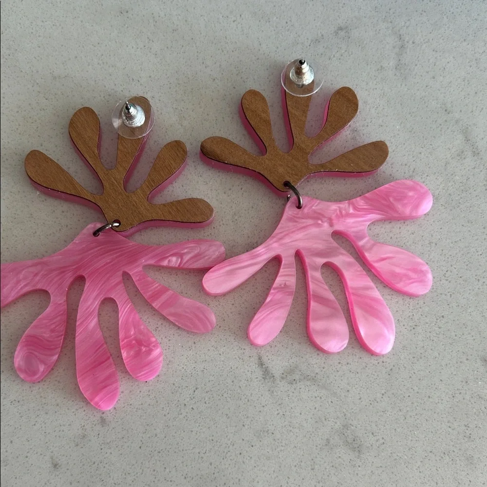 Pink Abstract Earrings